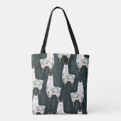 Floral Llamas Schattigee  textuur Tote Bag (Achterkant)