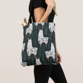 Floral Llamas Schattigee  textuur Tote Bag (Dichtbij)