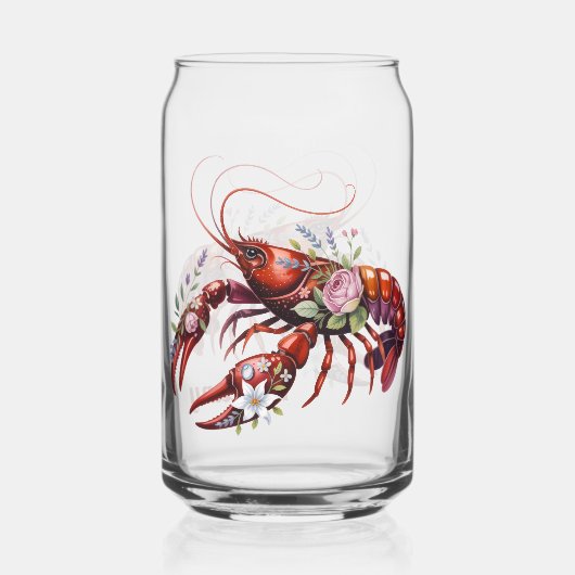 Floral Lobster Crawfish Art Custom Blikvorm Glas (Achterkant)