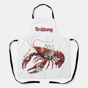 Floral Lobster Crawfish Art Custom Schort