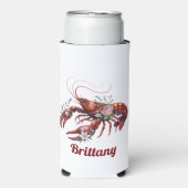 Floral Lobster Crawfish Art Custom Seltzer Blikjeskoeler (Seltzer Voorkant)