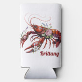 Floral Lobster Crawfish Art Custom Seltzer Blikjeskoeler (Achterkant)