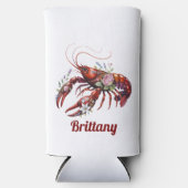 Floral Lobster Crawfish Art Custom Seltzer Blikjeskoeler (Voorkant)
