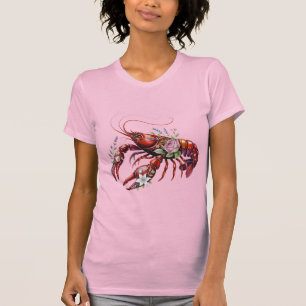 Floral Lobster Crawfish Art T-shirt