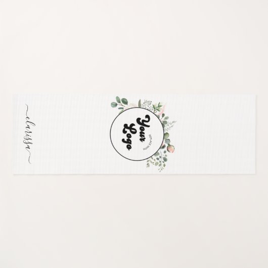 Floral Logo Custom Company Business & Name Elegant Yogamat (Voorkant (horizontaal))