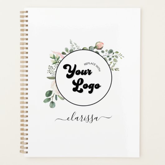 Floral Logo Custom Company Business & Name Girly Planner (Voorkant)
