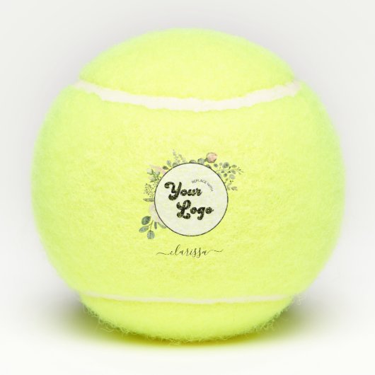 Floral Logo Custom Company Business & Name Girly Tennisballen (Achterkant)