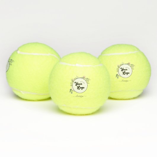 Floral Logo Custom Company Business & Name Girly Tennisballen (Multi)