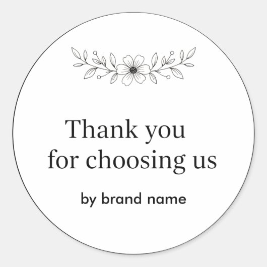 Floral Logo Thank You Business Sticker (Voorkant)