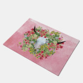 Floral Longhorn Skull op waterverf achtergrond Deurmat (Schuin)