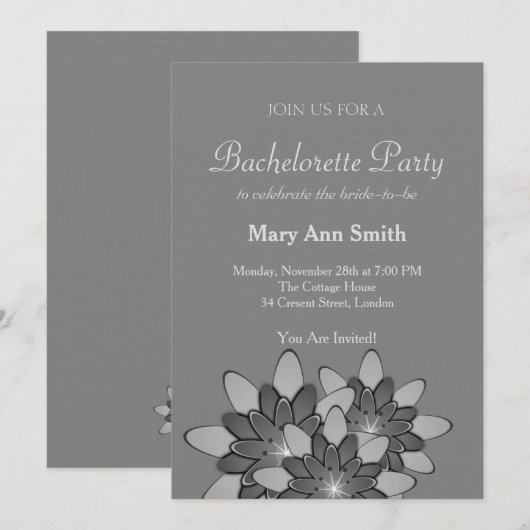 Floral Lotus Bachelor Party (zwart en wit) Kaart (Voorkant / Achterkant)