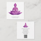 *~* Floral Lotus Buddha Meditation QR AP33 Magenta Vierkante Visitekaartje (Voorkant / Achterkant)