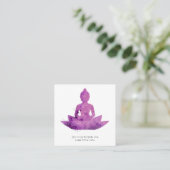 *~* Floral Lotus Buddha Meditation QR AP33 Magenta Vierkante Visitekaartje (Staand voorkant)