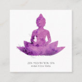 *~* Floral Lotus Buddha Meditation QR AP33 Magenta Vierkante Visitekaartje (Voorkant)