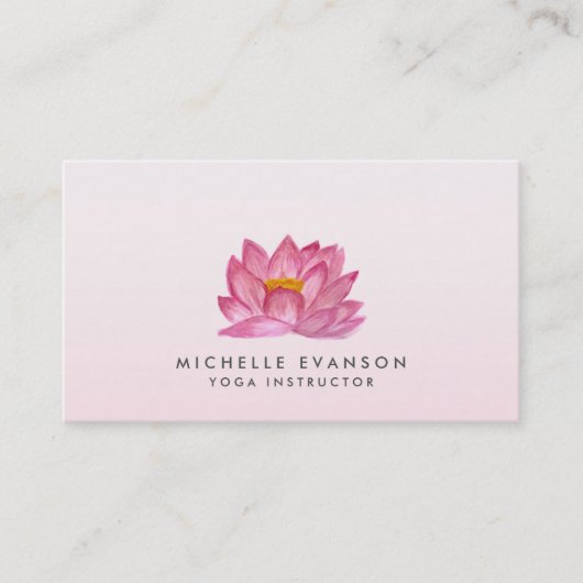 Floral Lotus Elegante Yoga Instructeur Blush Roze Visitekaartje (Voorkant)