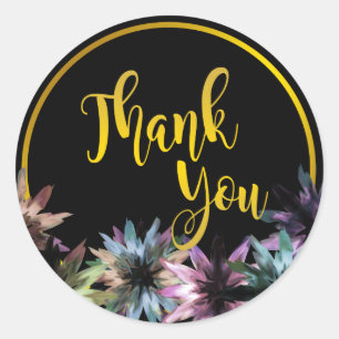 Floral Lotus Flower Gold Boarder Hartelijk dank Ronde Sticker