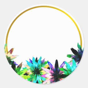 Floral Lotus Flower Gold Boarder Vrijgezellenfeest Ronde Sticker