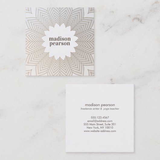  Floral Lotus Flower Mandala Vierkante Visitekaartje (Voorkant / Achterkant)