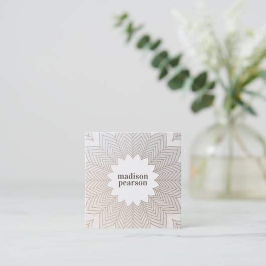  Floral Lotus Flower Mandala Vierkante Visitekaartje (Staand voorkant)