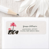 Floral Lotus Red and Black Freehand Waterverf Etiket (Insitu)
