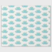 Floral Lotus Waterverf Seafoam Blue & Faux Gold Cadeaupapier (Vlak)