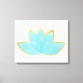 Floral Lotus Waterverf Seafoam Blue & Faux Gold Canvas Afdruk (Voorkant)
