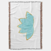 Floral Lotus Waterverf Seafoam Blue & Faux Gold Deken (Voorkant Verticaal)