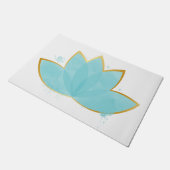 Floral Lotus Waterverf Seafoam Blue & Faux Gold Deurmat (Schuin)