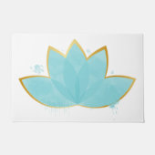 Floral Lotus Waterverf Seafoam Blue & Faux Gold Deurmat (Voorkant)