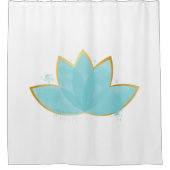 Floral Lotus Waterverf Seafoam Blue & Faux Gold Douchegordijn (Voorkant)
