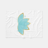 Floral Lotus Waterverf Seafoam Blue & Faux Gold Fleece Deken (Voorkant (Horizontaal))