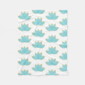 Floral Lotus Waterverf Seafoam Blue & Faux Gold Fleece Deken (Voorkant)