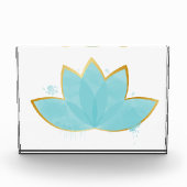 Floral Lotus Waterverf Seafoam Blue & Faux Gold Fotoblokken (Voorkant)