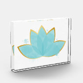 Floral Lotus Waterverf Seafoam Blue & Faux Gold Fotoblokken (Links)