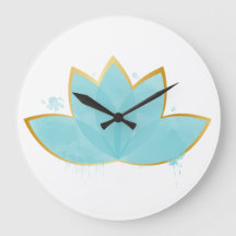 Floral Lotus Waterverf Seafoam Blue & Faux Gold