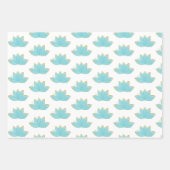 Floral Lotus Waterverf Seafoam Blue & Faux Gold Inpakpapier Vel (Voorkant 2)
