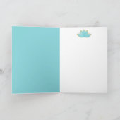 Floral Lotus Waterverf Seafoam Blue & Faux Gold Kaart (Binnen)