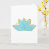 Floral Lotus Waterverf Seafoam Blue & Faux Gold Kaart (Gele Bloem)