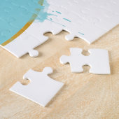 Floral Lotus Waterverf Seafoam Blue & Faux Gold Legpuzzel (Zijkant)