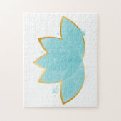 Floral Lotus Waterverf Seafoam Blue & Faux Gold Legpuzzel (Verticaal)