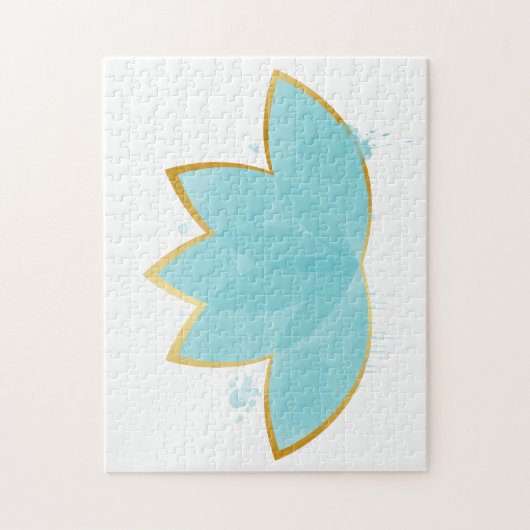 Floral Lotus Waterverf Seafoam Blue & Faux Gold Legpuzzel (Verticaal)