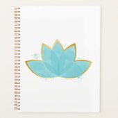 Floral Lotus Waterverf Seafoam Blue & Faux Gold Planner (Voorkant)