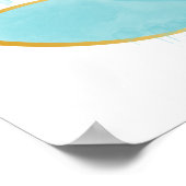 Floral Lotus Waterverf Seafoam Blue & Faux Gold Poster (Hoek)