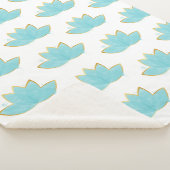 Floral Lotus Waterverf Seafoam Blue & Faux Gold Sherpa Deken (3/4)
