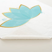 Floral Lotus Waterverf Seafoam Blue & Faux Gold Sherpa Deken (3/4)