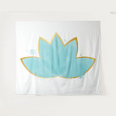 Floral Lotus Waterverf Seafoam Blue & Faux Gold Wandkleed (Voorkant (horizontaal))