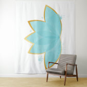 Floral Lotus Waterverf Seafoam Blue & Faux Gold Wandkleed (In situ)