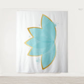 Floral Lotus Waterverf Seafoam Blue & Faux Gold Wandkleed (Voorkant)