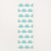 Floral Lotus Waterverf Seafoam Blue & Faux Gold Yogamat (Voorkant)
