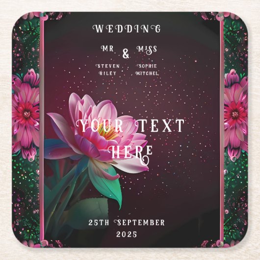 Floral Lotus Wedding Suite | Sterrennacht Romance Kartonnen Onderzetters (Voorkant)